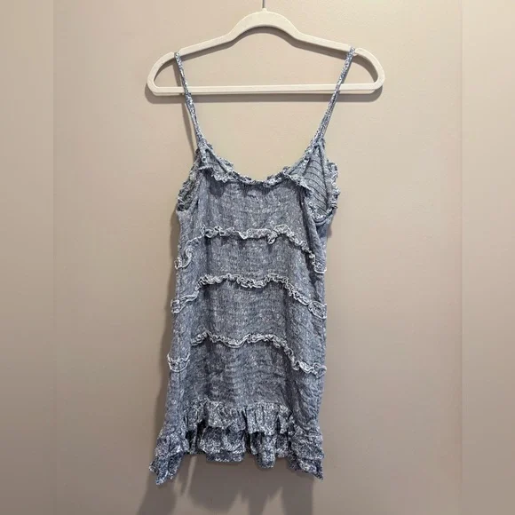 Blue Ruffled Mini Dress - Picture 4 of 4